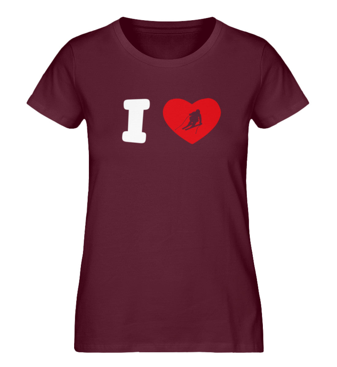 I Love Ski - Damen Organic T-Shirt ski Weinrot