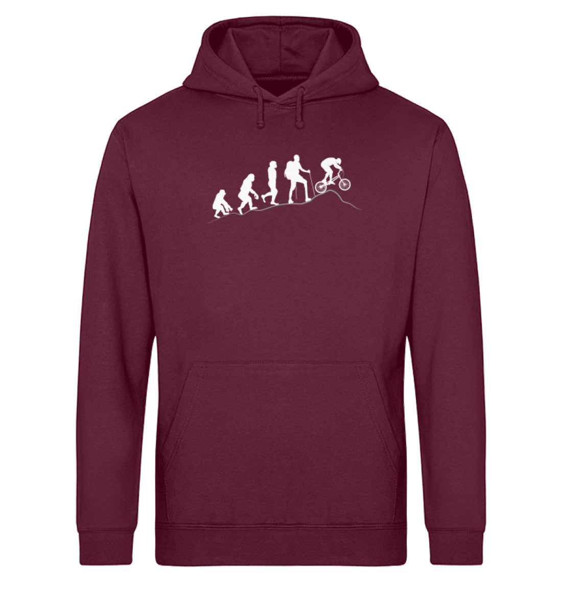 Mountainbike Evolution - Unisex Organic Hoodie mountainbike Weinrot