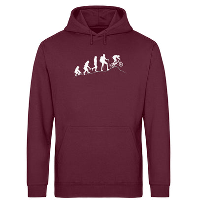 Mountainbike Evolution - Unisex Organic Hoodie mountainbike Weinrot