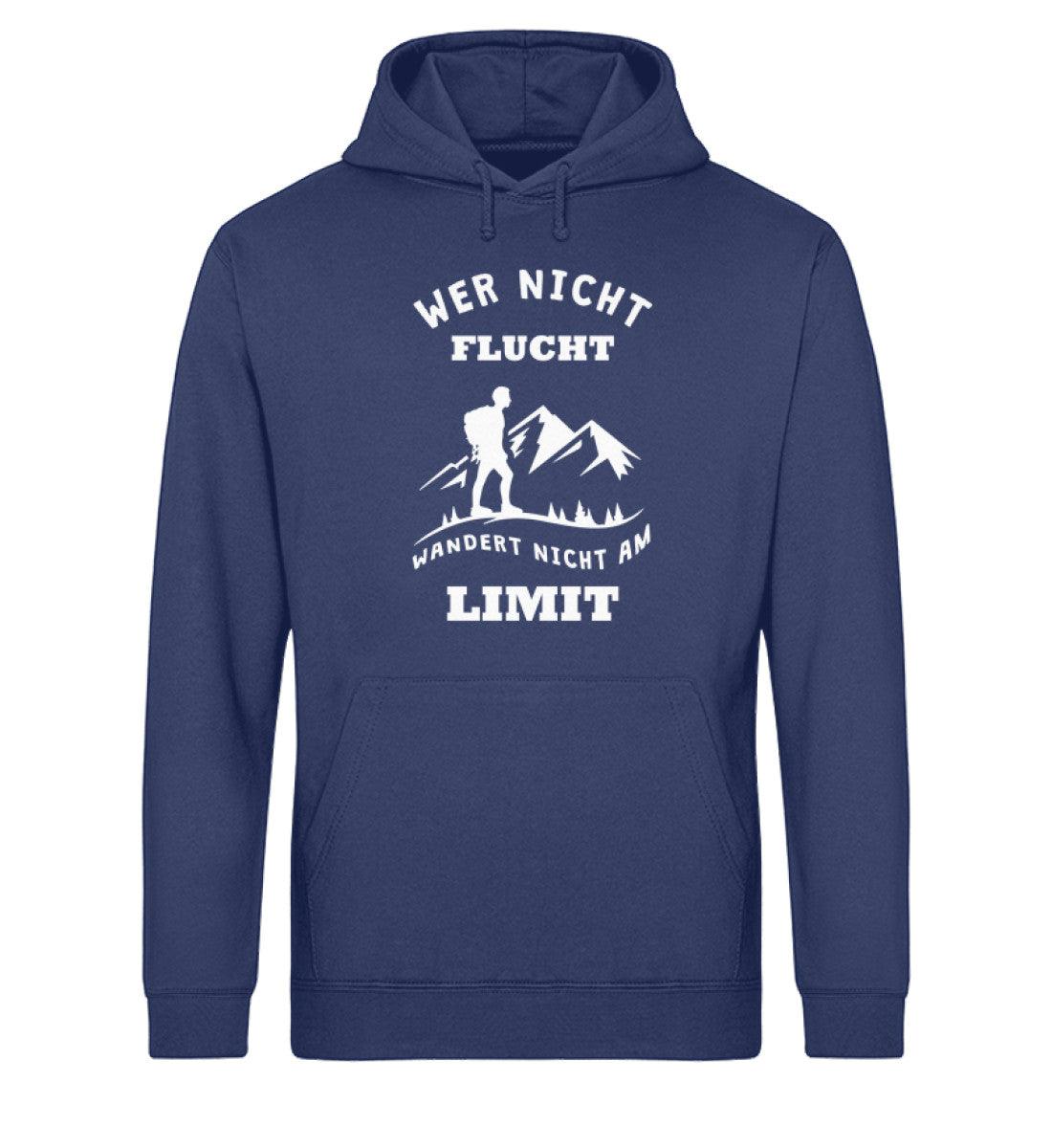 Wer nicht flucht wandert nicht am Limit - Unisex Organic Hoodie berge Navyblau