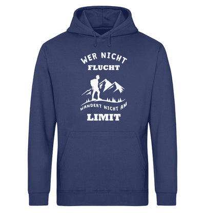 Wer nicht flucht wandert nicht am Limit - Unisex Organic Hoodie berge Navyblau