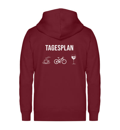 Tagesplan Kaffee, Fahrrad und Wein ~ - Unisex Premium Organic Sweatjacke Weinrot