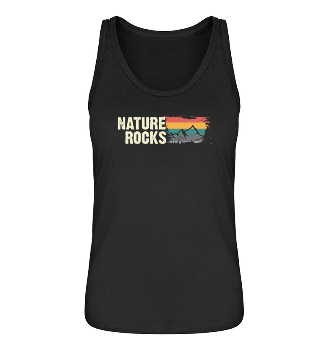 Nature Rocks - Damen Organic Tanktop berge camping wandern Schwarz