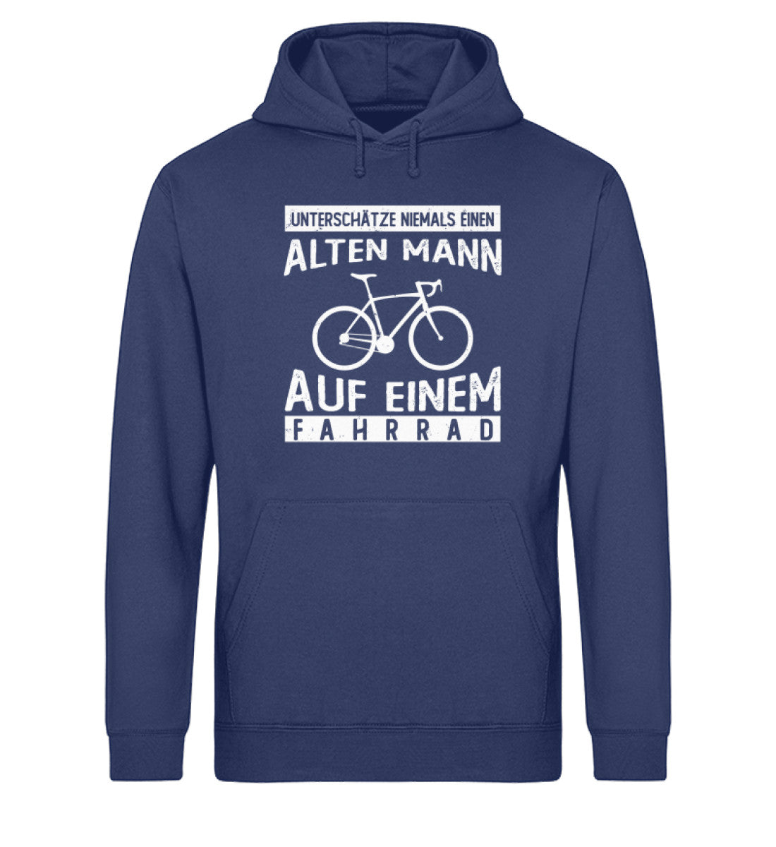 Alter Mann auf einem Fahrrad - Unisex Organic Hoodie fahrrad Navyblau