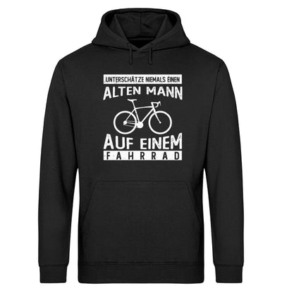 Alter Mann auf einem Fahrrad - Unisex Organic Hoodie fahrrad Schwarz