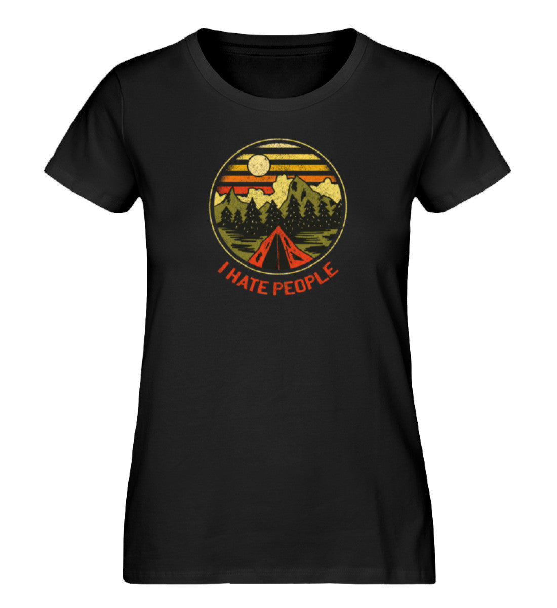 I Hate People - Damen Organic T-Shirt camping Schwarz