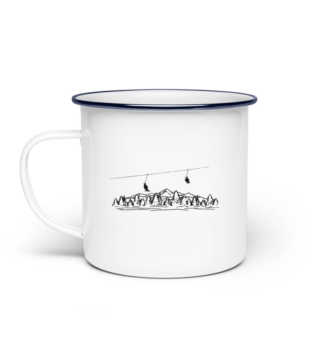 Berge und Skilift - Emaille Tasse ski