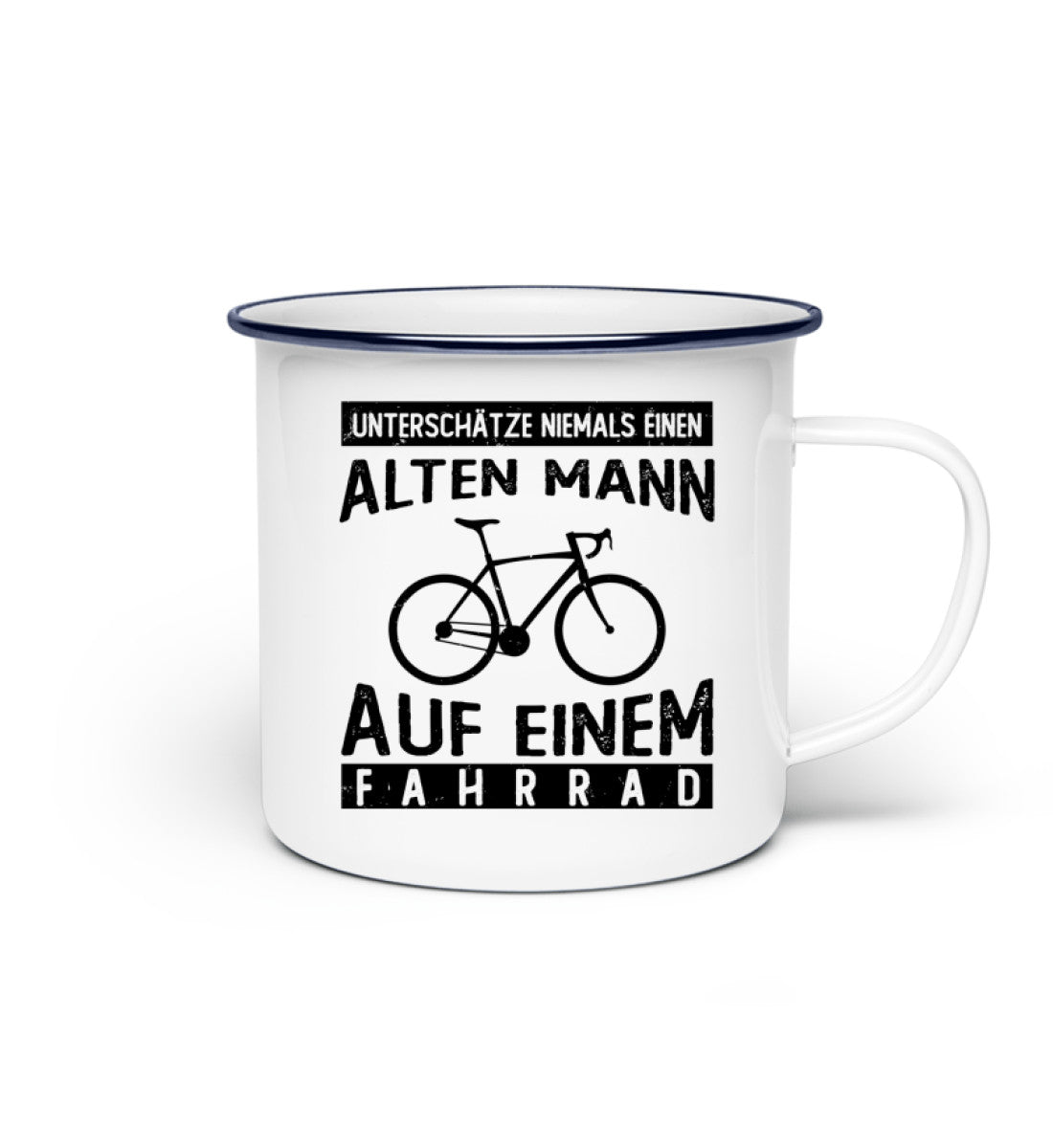 Alter Mann auf einem Fahrrad - Emaille Tasse fahrrad