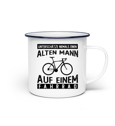 Alter Mann auf einem Fahrrad - Emaille Tasse fahrrad