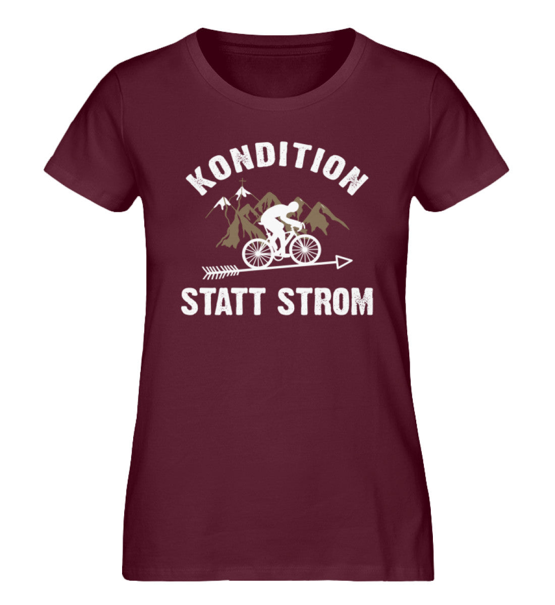 Kondition statt Strom - Damen Premium Organic T-Shirt fahrrad mountainbike Weinrot