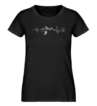 Herzschlag Berge, Bier und Ski - Damen Organic T-Shirt ski Schwarz