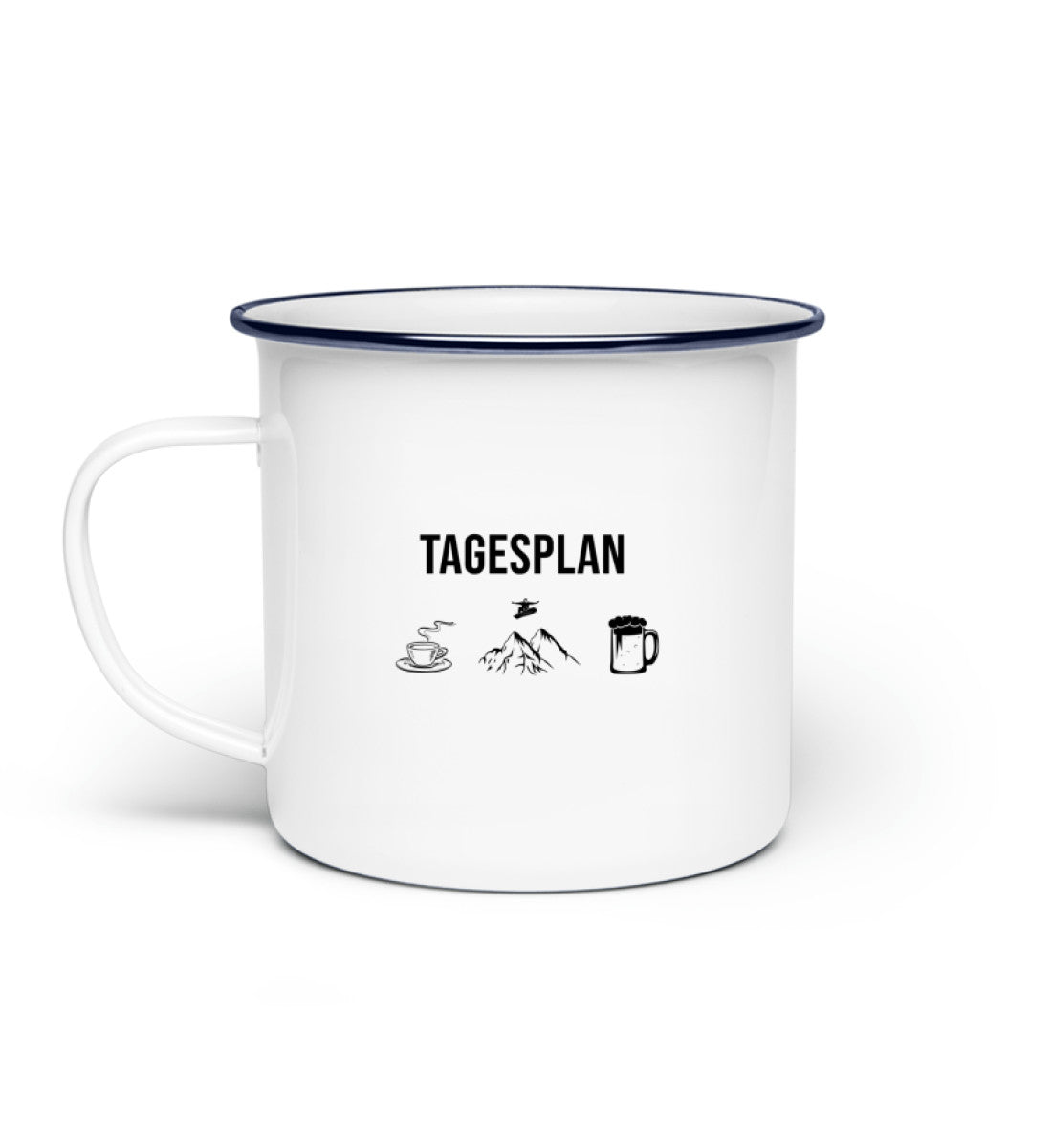 Tagesplan Kaffee, Snowboarden, Bier - Emaille Tasse snowboarden Default Title