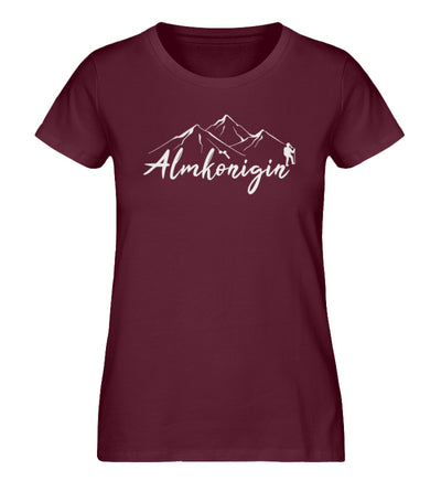 Almkönigin - Damen Premium Organic T-Shirt wandern Weinrot