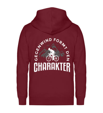 Gegenwind formt den Charakter - Unisex Premium Organic Sweatjacke fahrrad mountainbike Weinrot