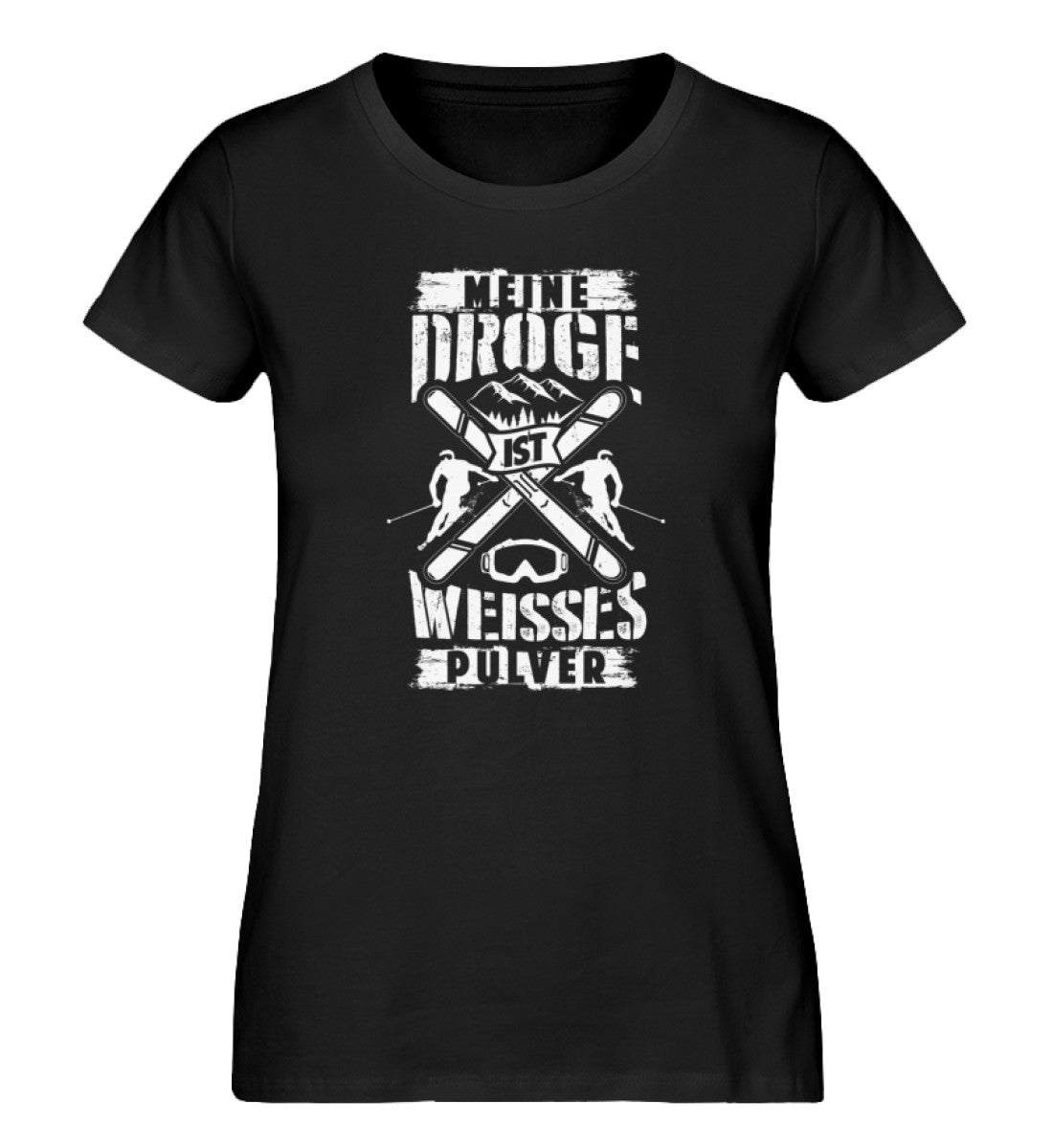 Meine Droge ist weißes Pulver - Damen Premium Organic T-Shirt ski Schwarz