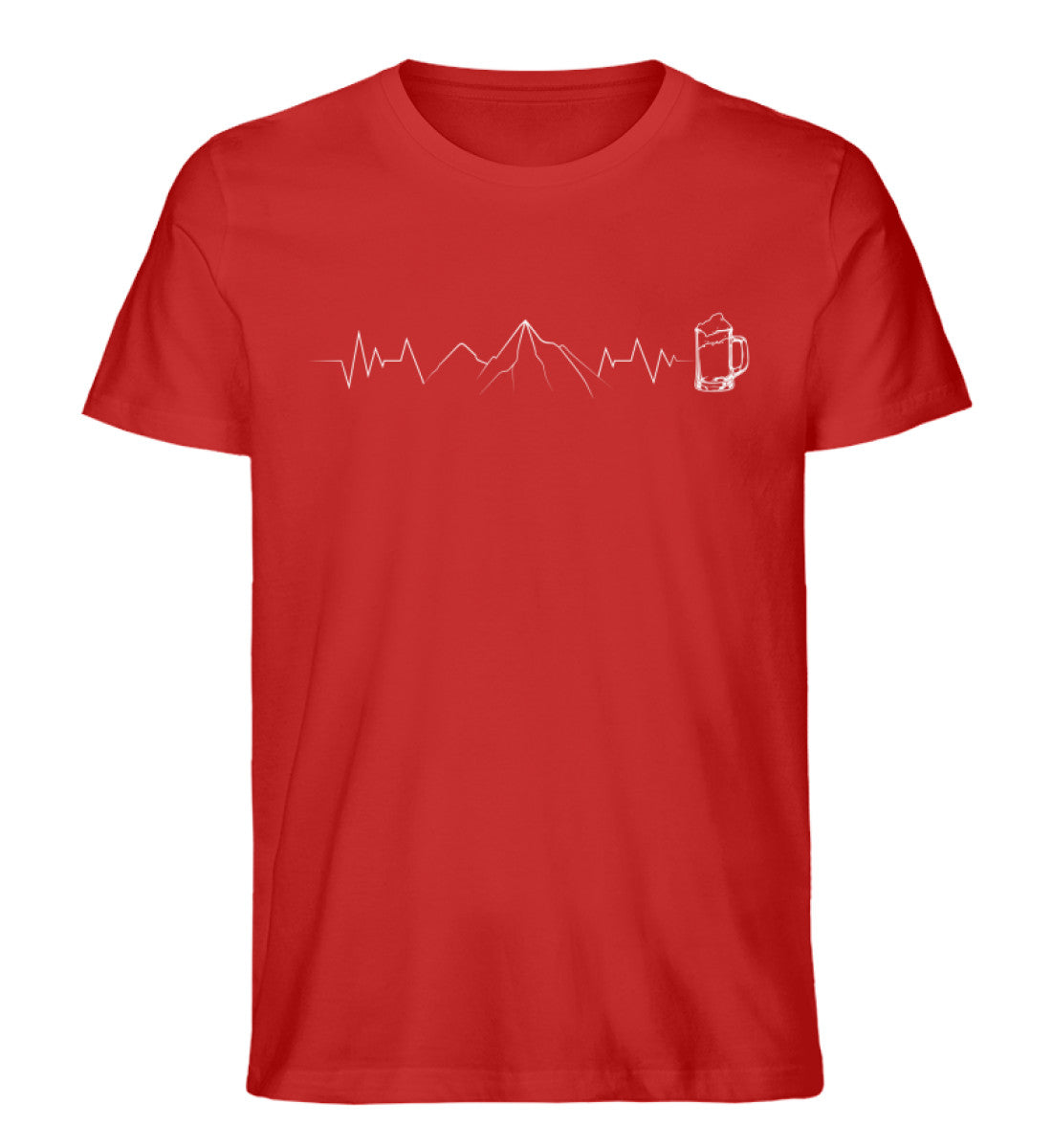 Herzschlag Berg und Bier - Herren Organic T-Shirt berge wandern Rot