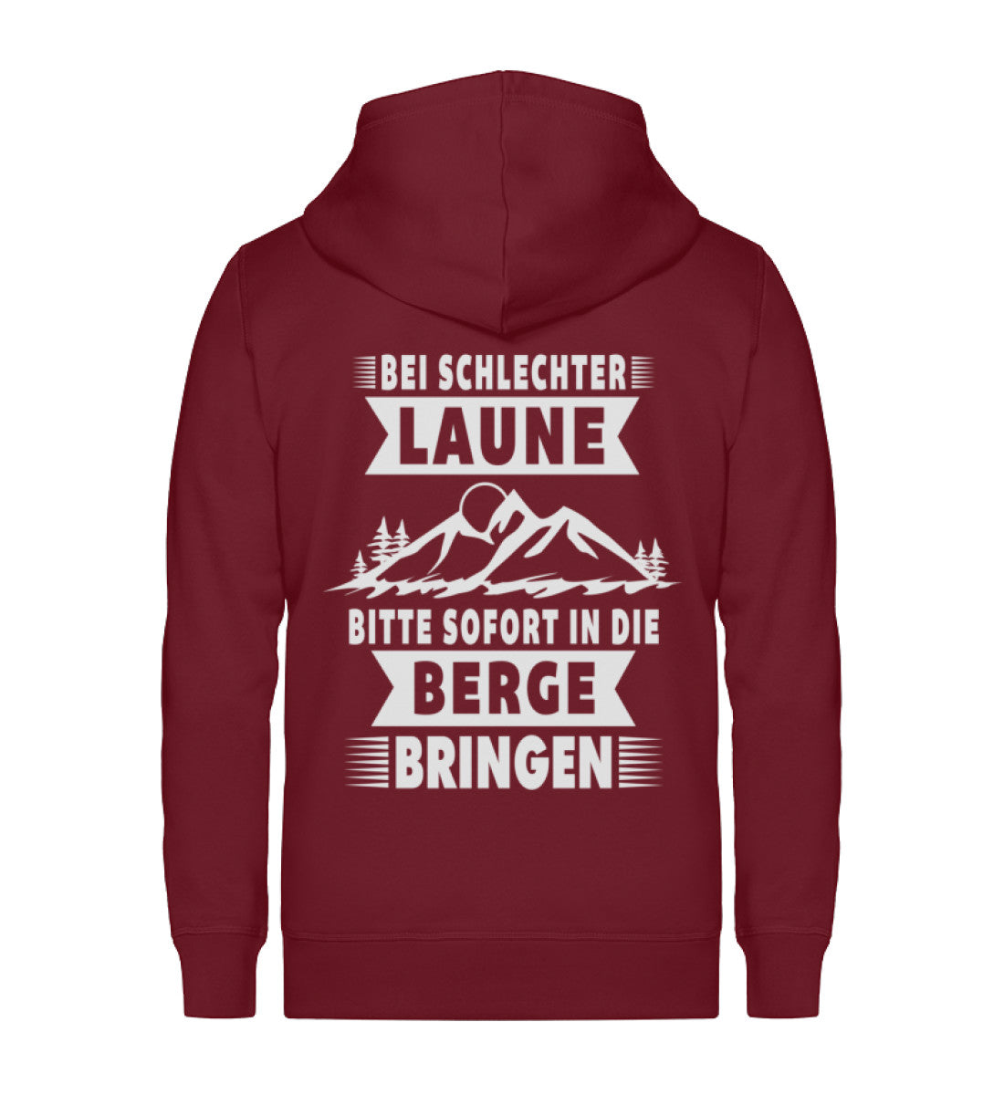 Bitte sofort in die Berge bringen ~ - Unisex Premium Organic Sweatjacke Weinrot