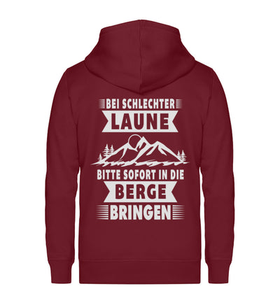 Bitte sofort in die Berge bringen ~ - Unisex Premium Organic Sweatjacke Weinrot