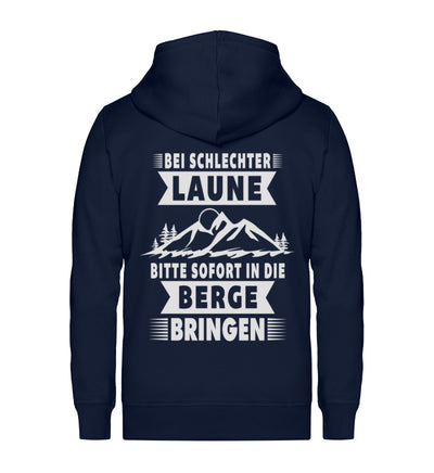 Bitte sofort in die Berge bringen ~ - Unisex Premium Organic Sweatjacke Navyblau