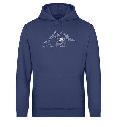 Downhill - Unisex Organic Hoodie mountainbike Navyblau