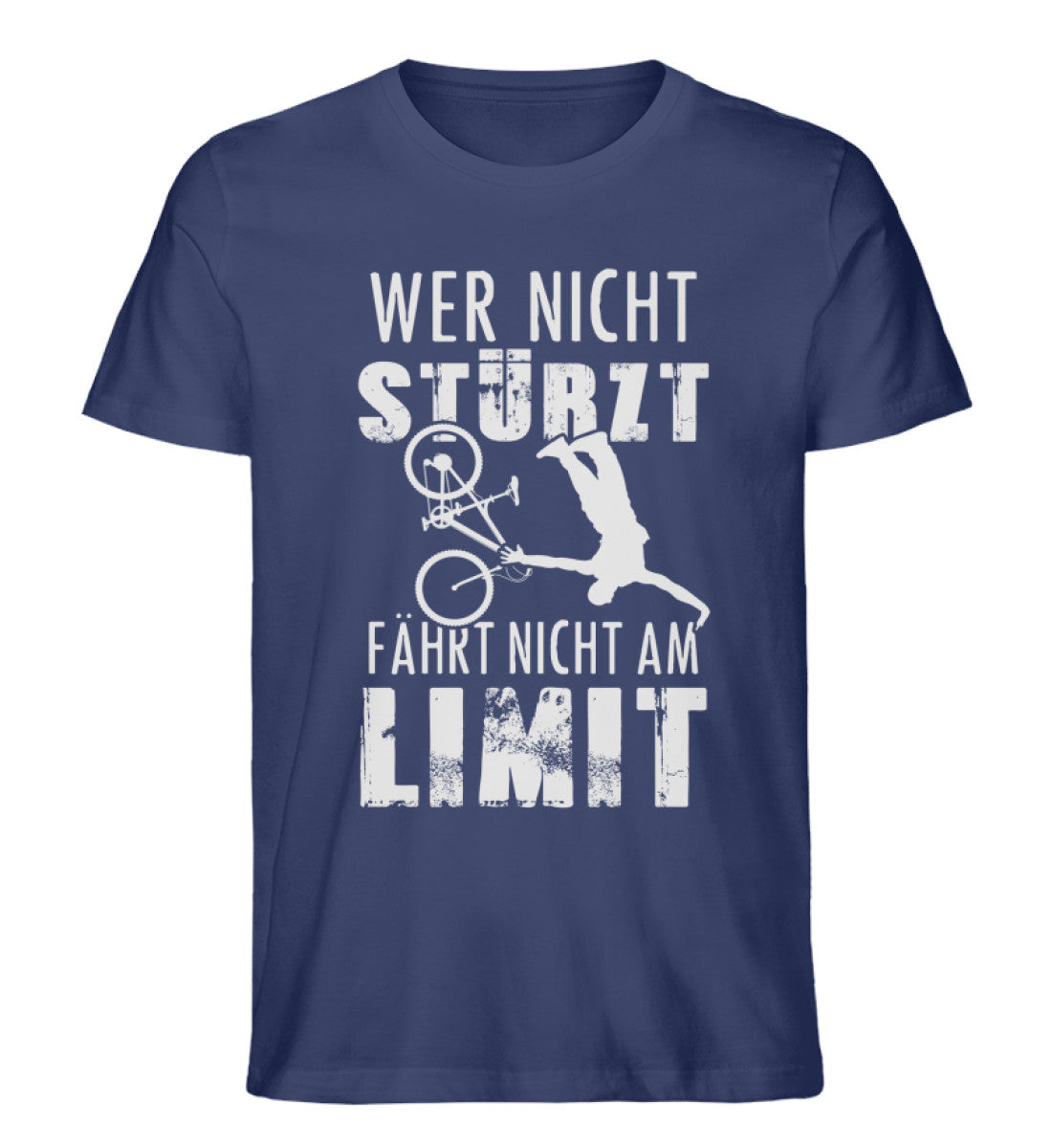 Wer nicht stürzt - fährt nicht am Limit - Herren Organic T-Shirt mountainbike Navyblau