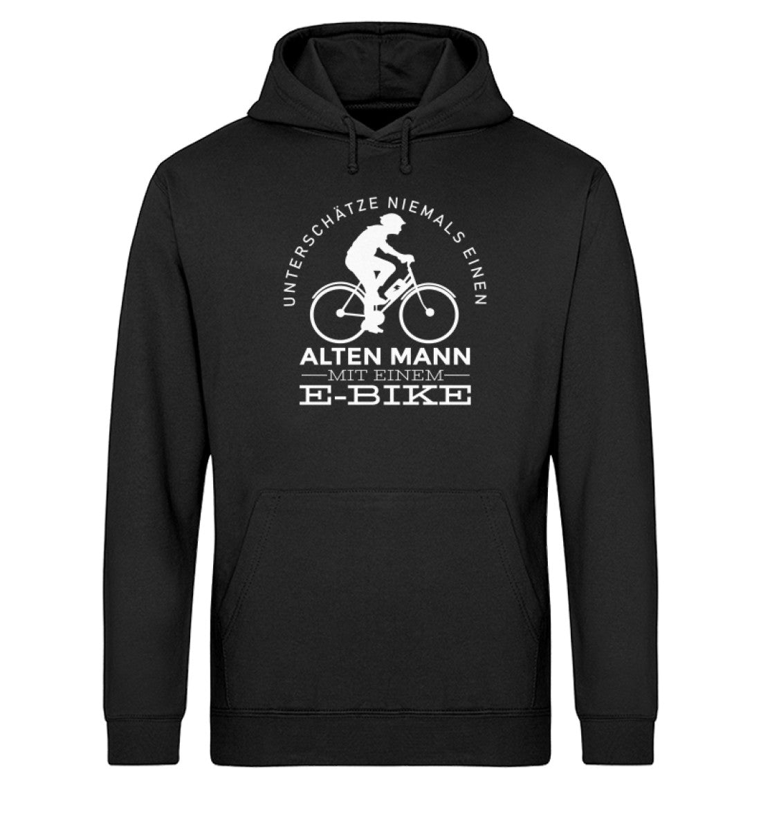 Alter Mann mit einem E-Bike - Unisex Organic Hoodie e-bike Schwarz