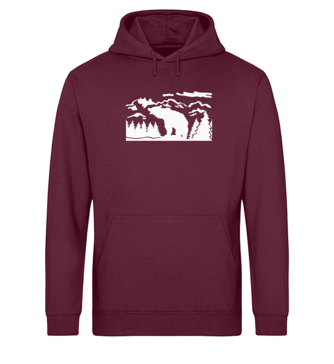 Berglandschaft und Bär - Unisex Organic Hoodie berge camping Weinrot