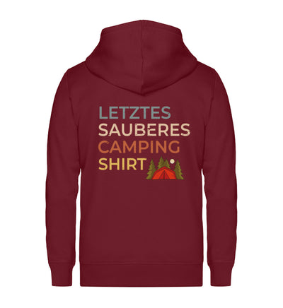 Letztes sauberes Camping Shirt - Unisex Premium Organic Sweatjacke camping Weinrot