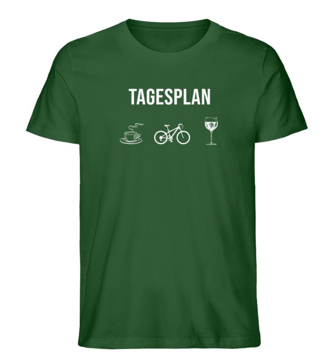 Tagesplan Kaffee, Fahrrad und Wein - Herren Organic T-Shirt fahrrad mountainbike Dunkelgrün