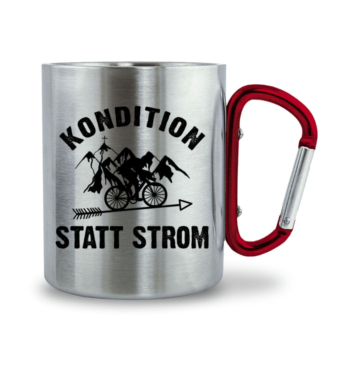 Kondition statt Strom - Karabiner Tasse fahrrad mountainbike 330ml