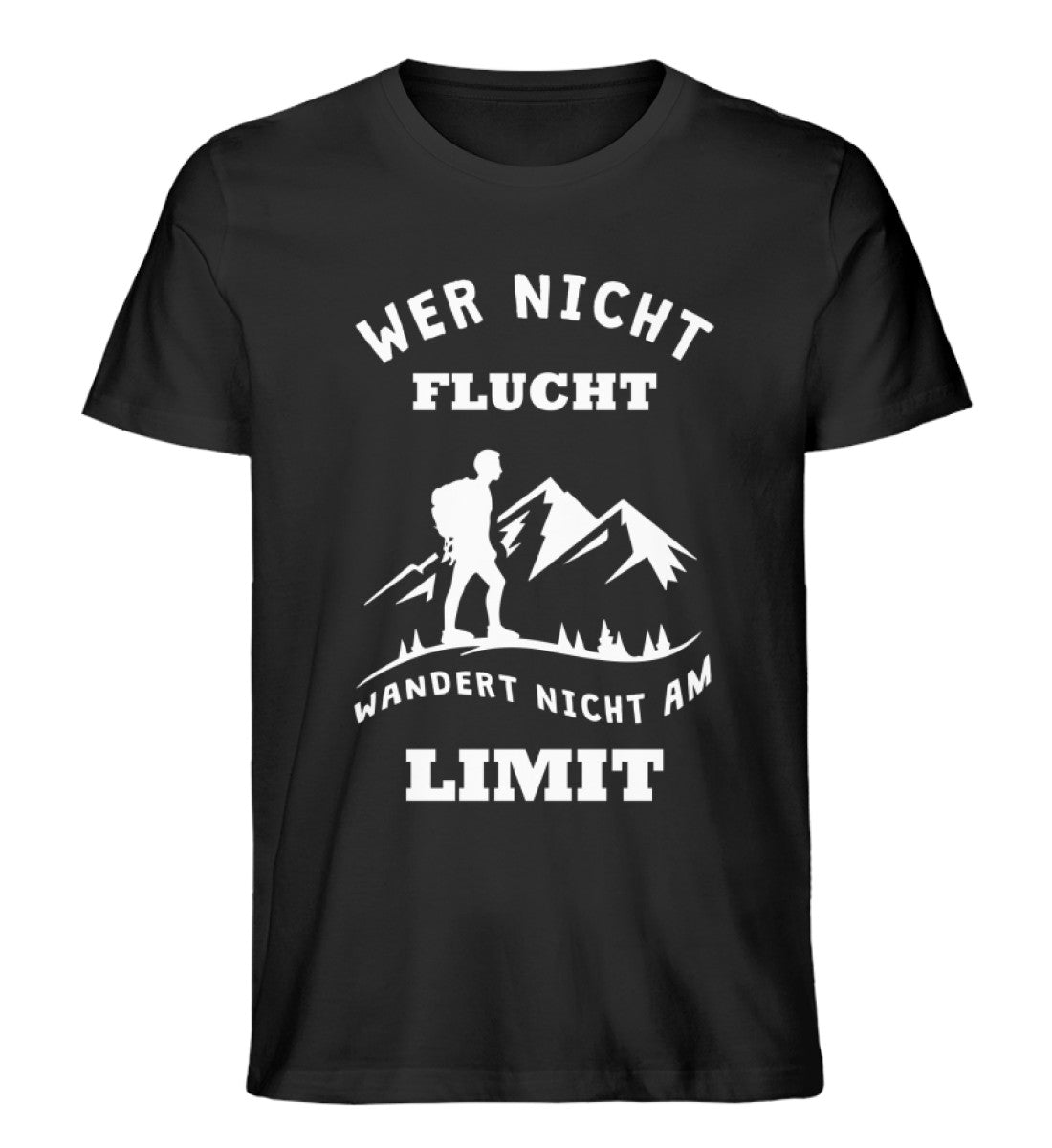 Wer nicht flucht wandert nicht am Limit - Herren Organic T-Shirt berge Schwarz