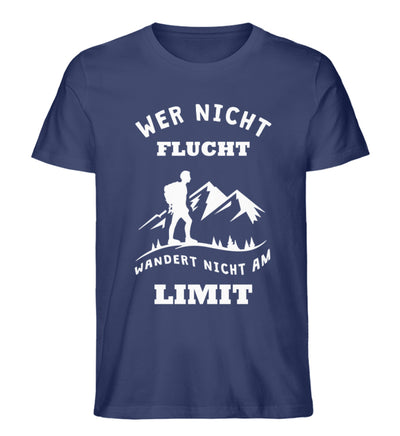 Wer nicht flucht wandert nicht am Limit - Herren Organic T-Shirt berge Navyblau