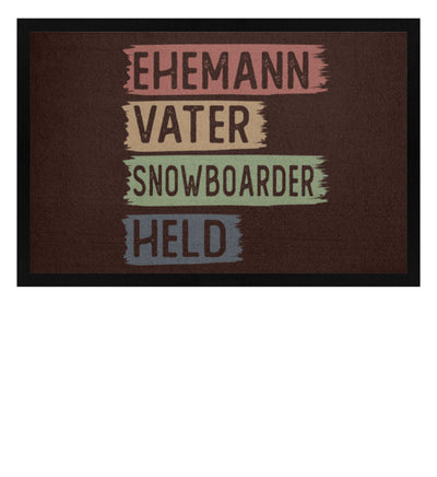 Ehemann, Vater, Snowboarder, Held - Fußmatte mit Gummirand snowboarden Braun