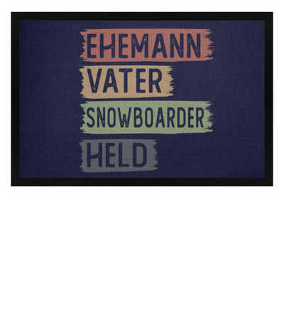 Ehemann, Vater, Snowboarder, Held - Fußmatte mit Gummirand snowboarden Navy