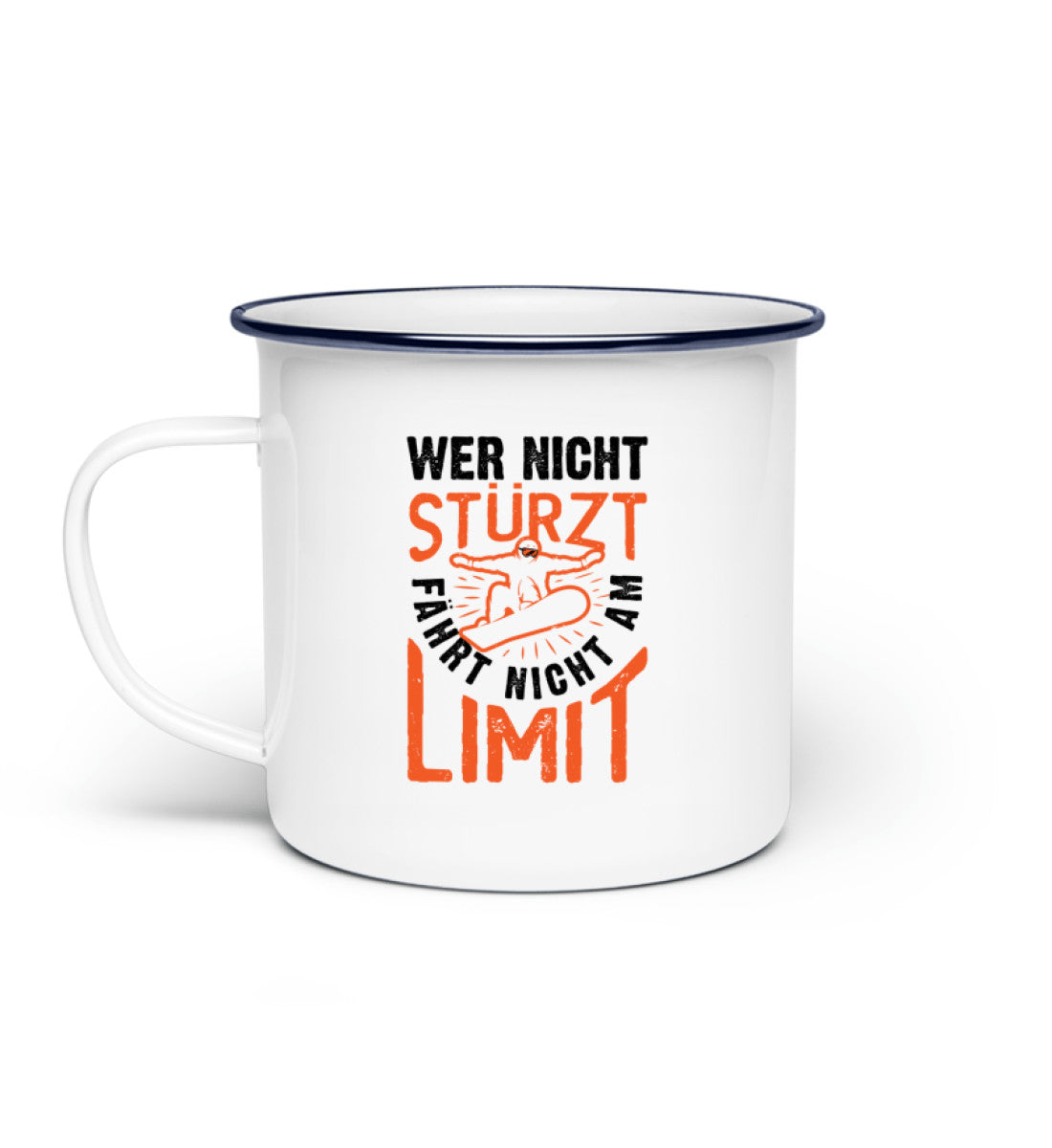 Wer nicht Stürzt - Emaille Tasse snowboarden Default Title