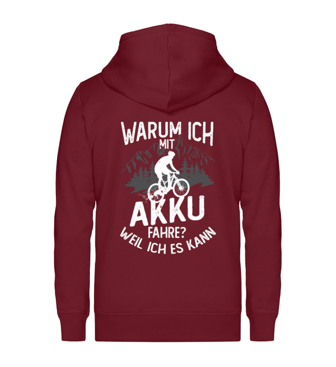 Warum ich mit Akku fahre Weil ich kann ~ - Unisex Premium Organic Sweatjacke Weinrot