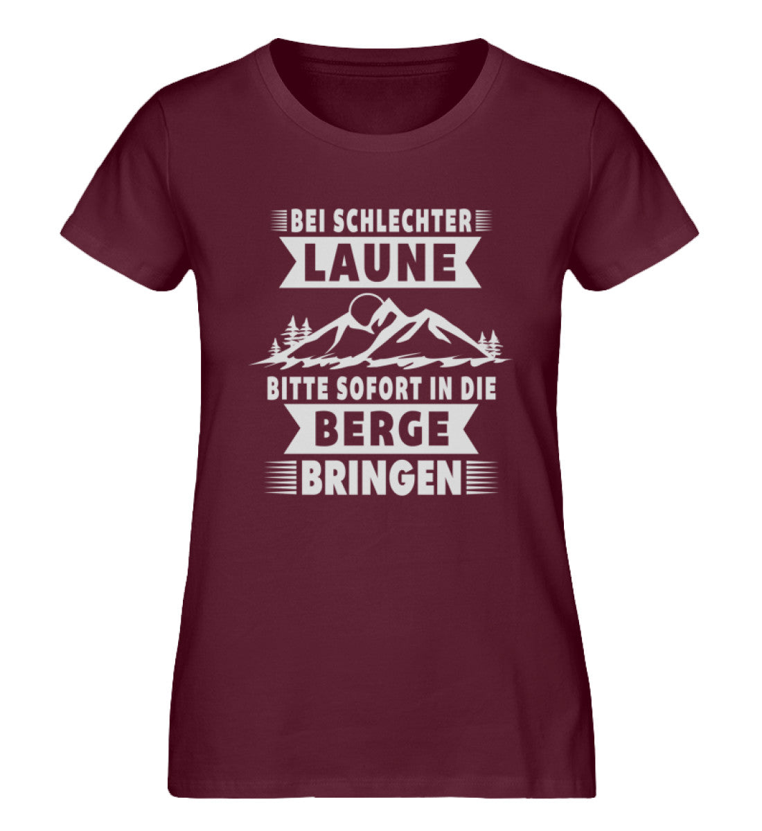 Bitte sofort in die Berge bringen - Damen Premium Organic T-Shirt berge wandern Weinrot