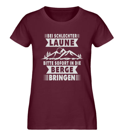 Bitte sofort in die Berge bringen - Damen Premium Organic T-Shirt berge wandern Weinrot