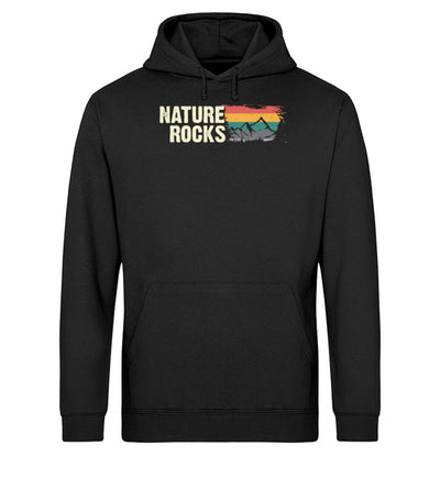 Nature Rocks - Unisex Organic Hoodie berge camping wandern Schwarz