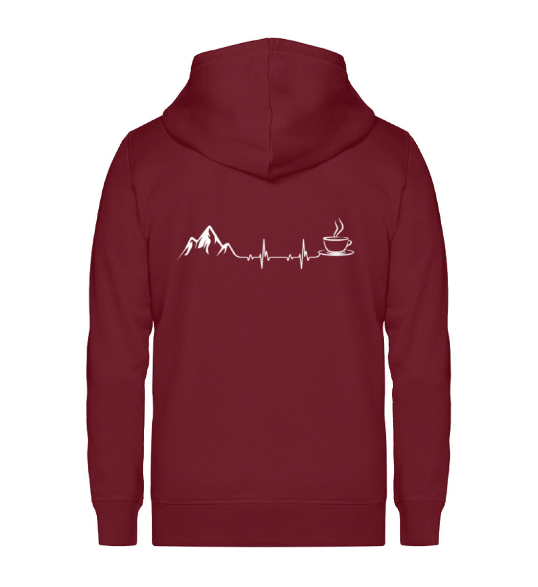 Herzschlag - Berge und Kaffee - Unisex Premium Organic Sweatjacke berge wandern Weinrot