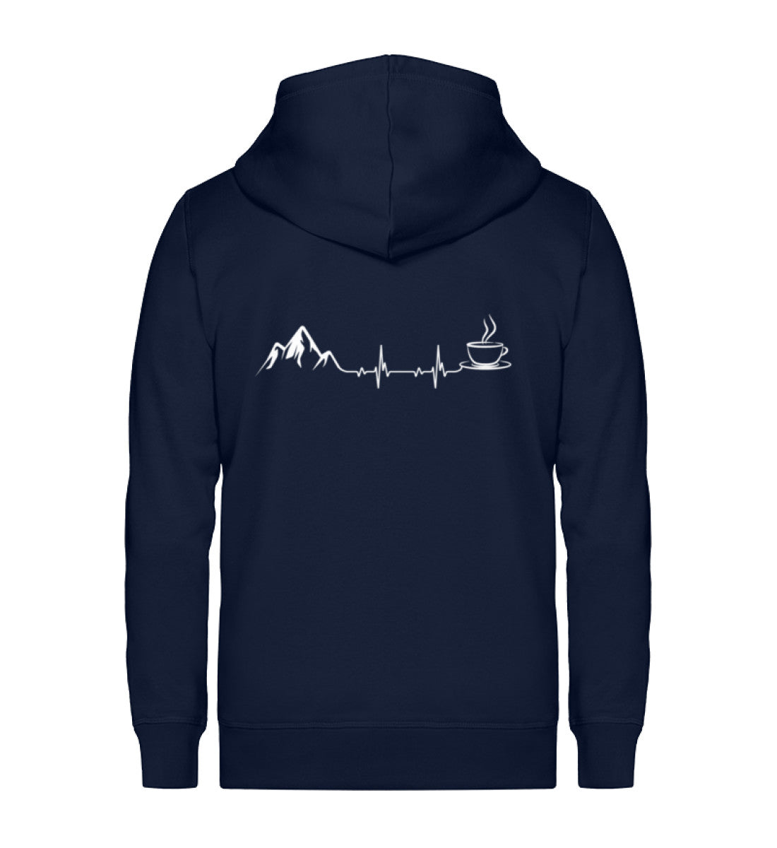 Herzschlag - Berge und Kaffee - Unisex Premium Organic Sweatjacke berge wandern Navyblau