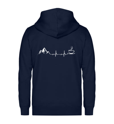 Herzschlag - Berge und Kaffee - Unisex Premium Organic Sweatjacke berge wandern Navyblau