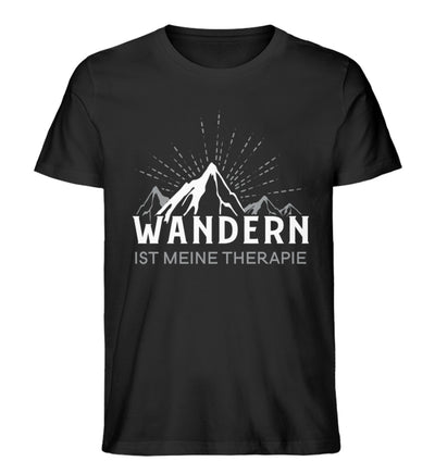 Wandern ist meine Therapie - Herren Organic T-Shirt wandern Schwarz