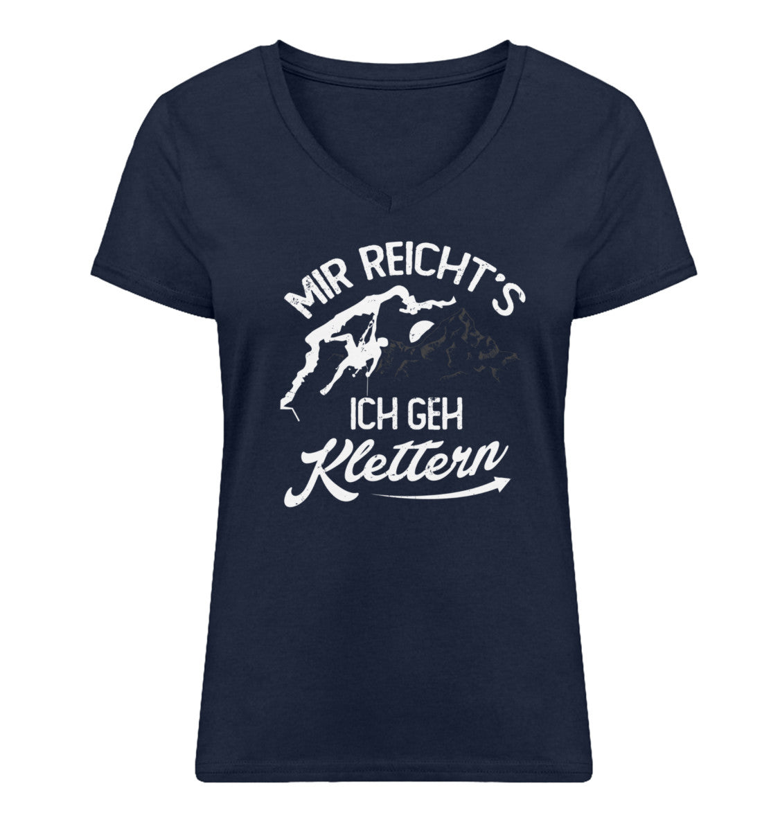 Mir reichts, ich geh Klettern - Damen Organic V-Neck Shirt klettern Navyblau