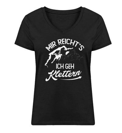 Mir reichts, ich geh Klettern - Damen Organic V-Neck Shirt klettern Schwarz