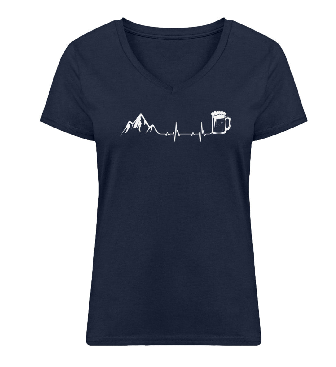 Berge und Bier - Damen Organic V-Neck Shirt berge klettern wandern Navyblau