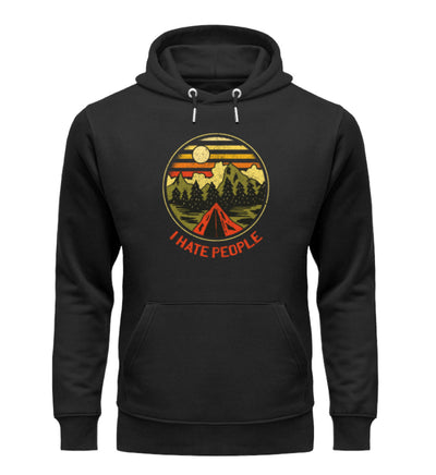 I Hate People - Unisex Premium Organic Hoodie camping Schwarz