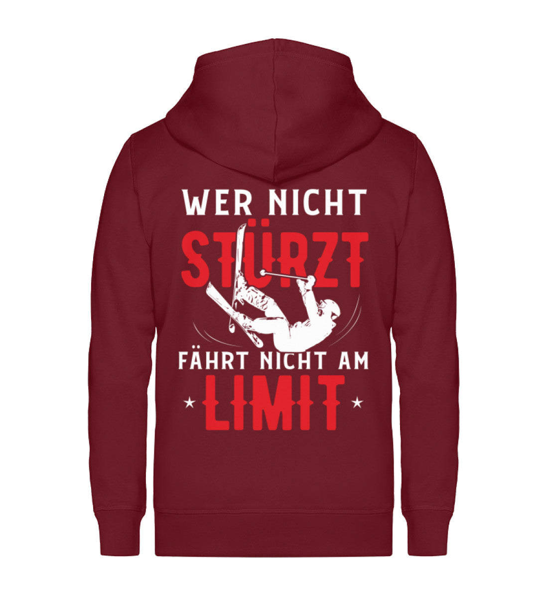 Wer nicht stürzt fährt nicht am Limit ~ - Unisex Premium Organic Sweatjacke Weinrot