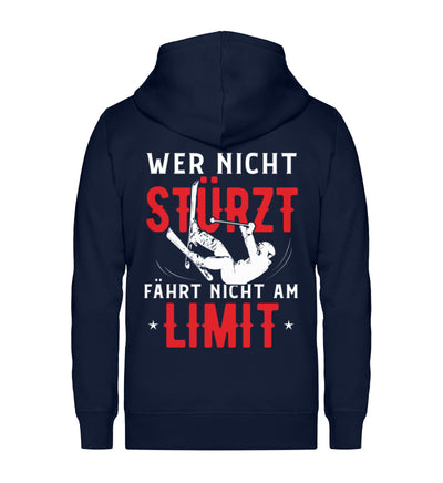 Wer nicht stürzt fährt nicht am Limit ~ - Unisex Premium Organic Sweatjacke Navyblau