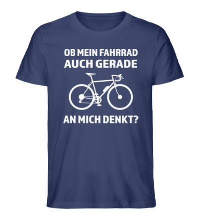 Ob mein Fahrrad gerade an mich denkt- Herren Organic T-Shirt fahrrad Navyblau